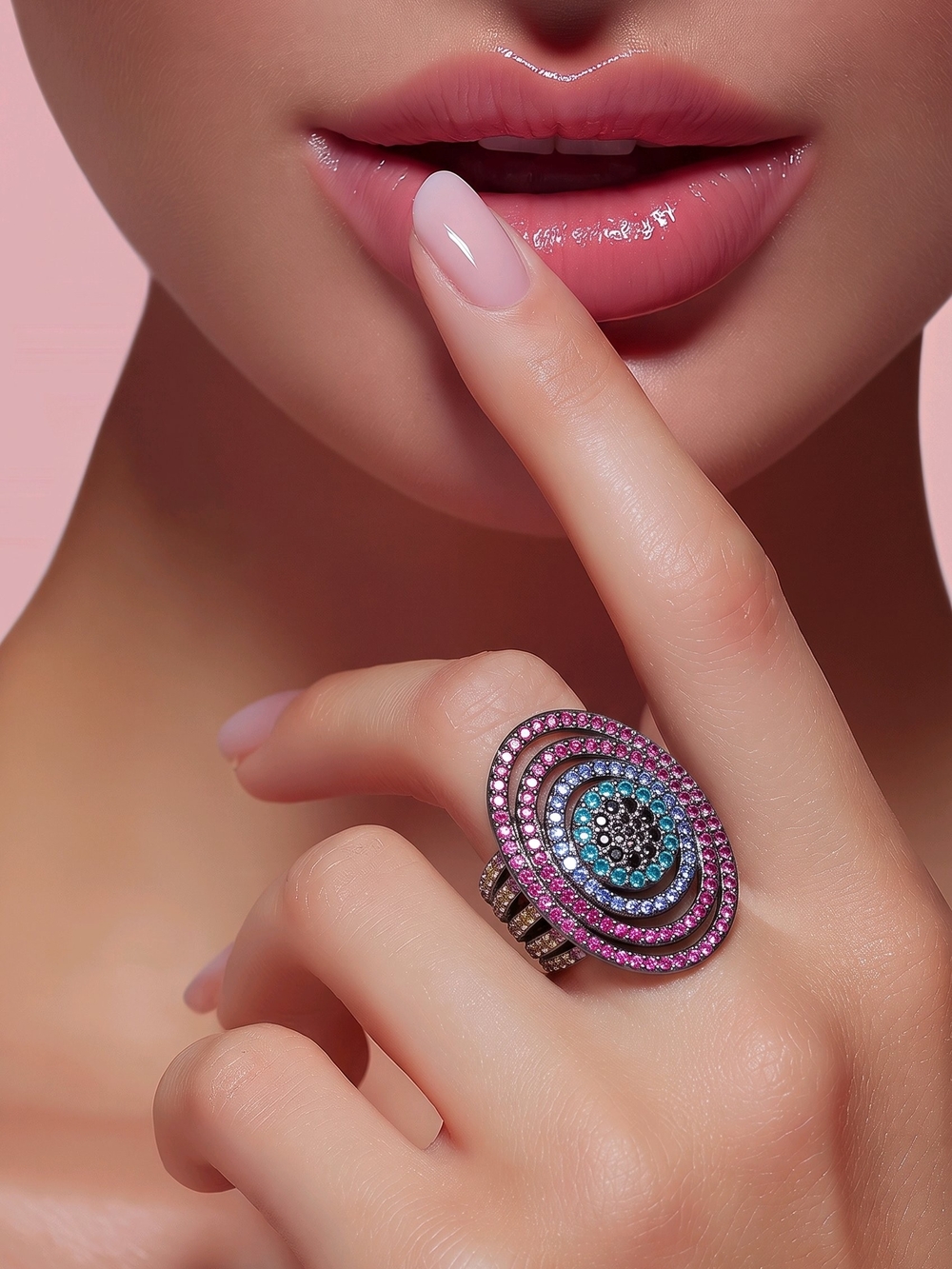 Swarovski Rainbow Ring Sz 8